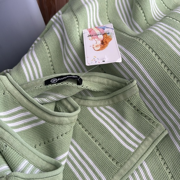 PRETTYGARDEN Womens Knit Side Slit Striped Long Tank Dress green - Picture 6 of 6